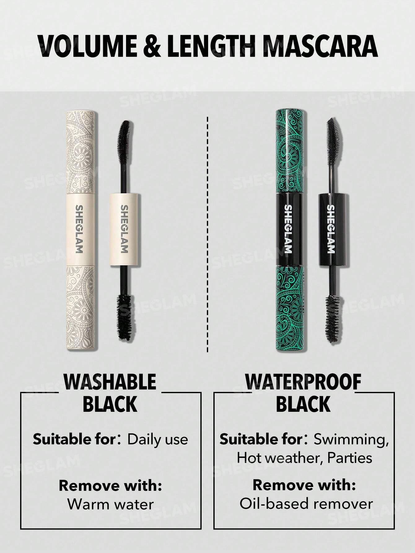 SHEGLAM All-In-One Volume & Length Mascara-Washable Black