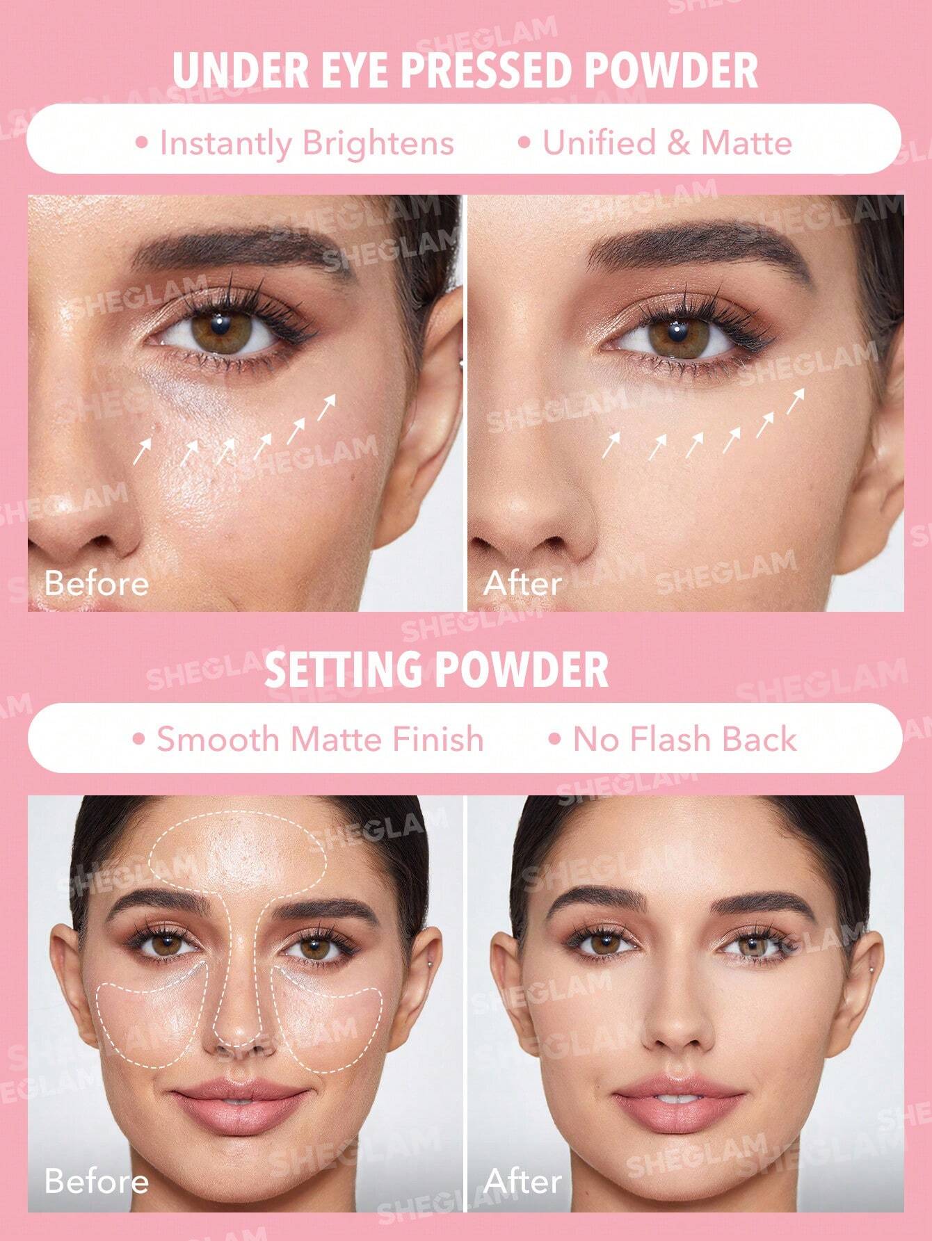 SHEGLAM Insta-Ready Face & Under Eye Setting Powder Duo-Bubblegum