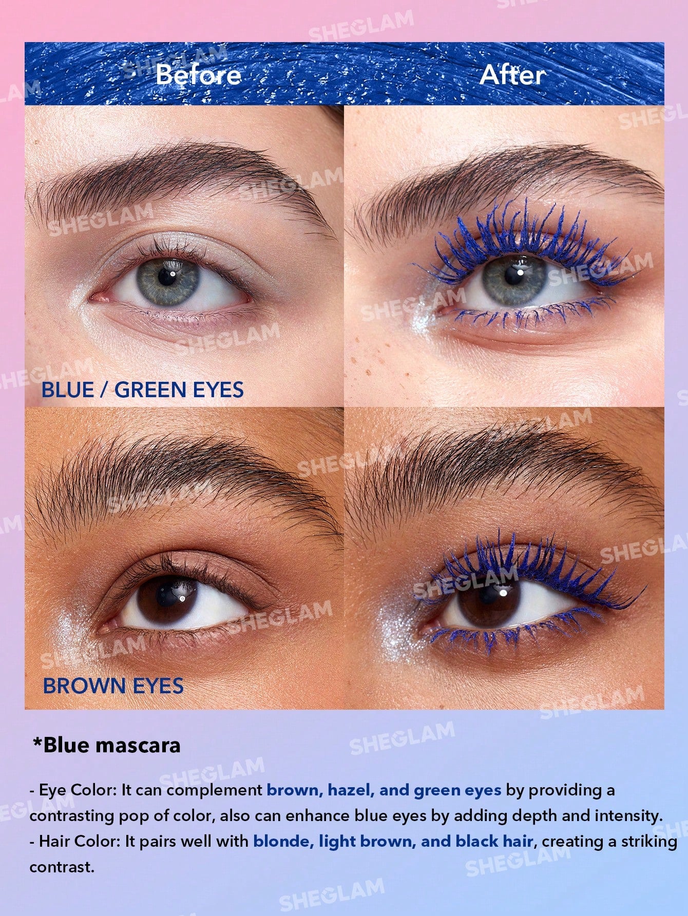 SHEGLAM All-In-One Volume & Length Mascara-Waterproof Blue