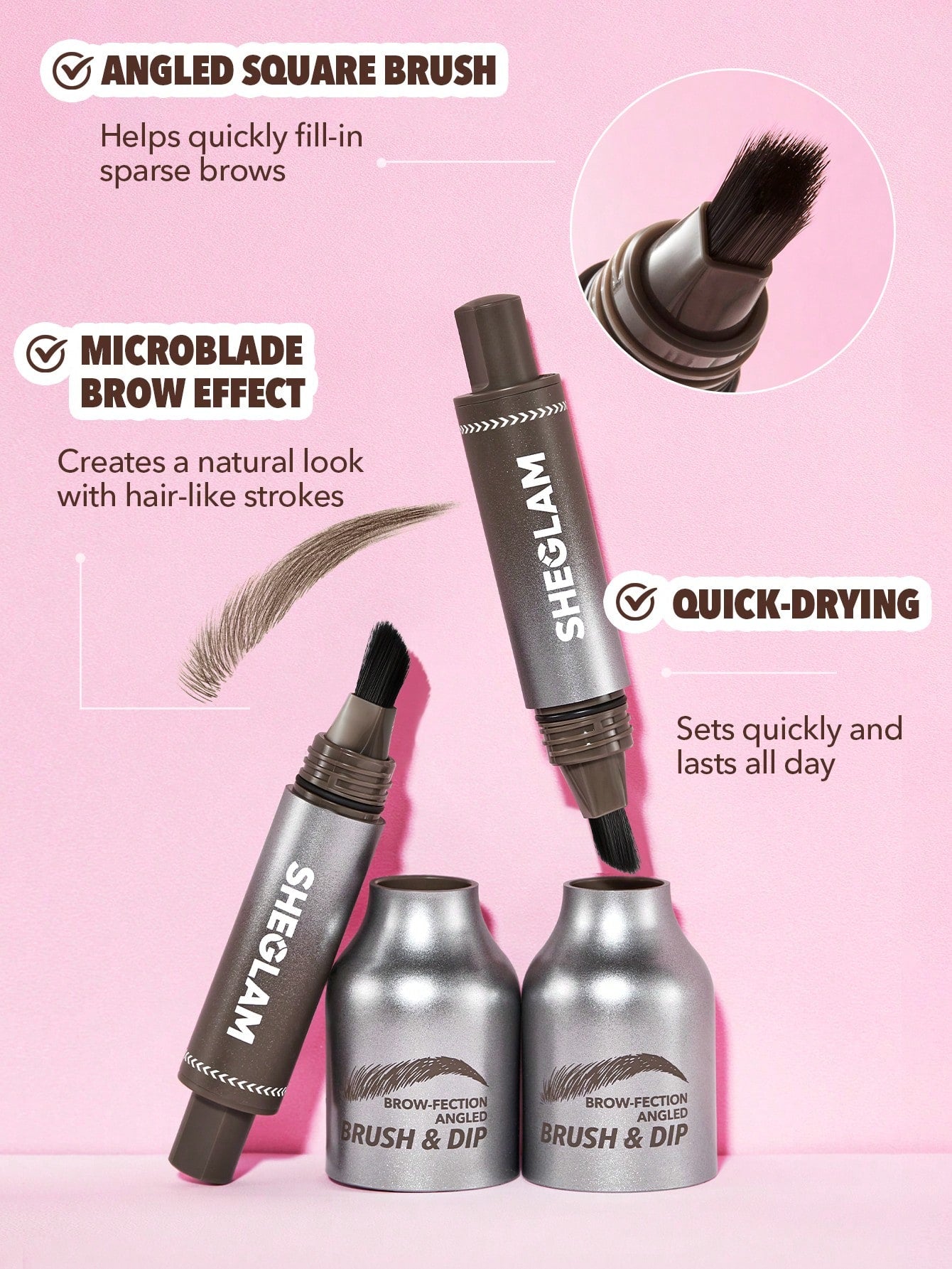 SHEGLAM Brow-Fection Angled Brush & Dip-Truffle