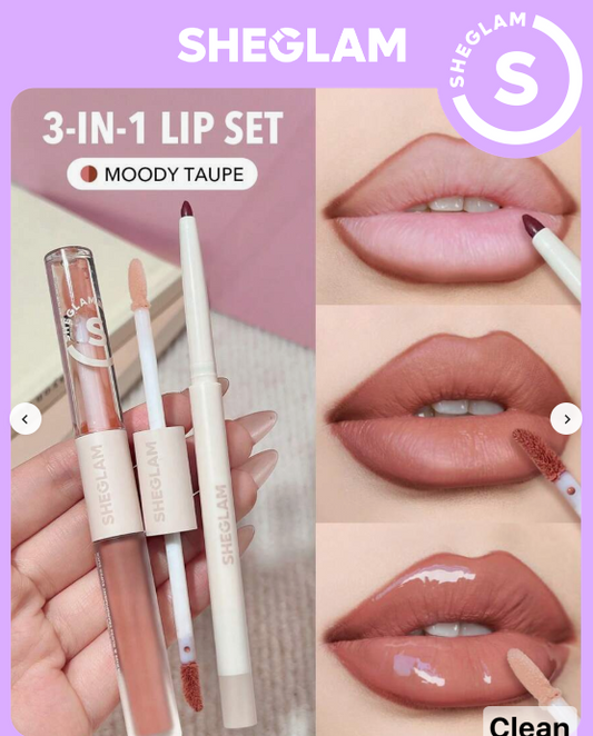 SHEGLAM Soft 90's Glam Lip Liner And Lip Duo Set-Moody Taupe