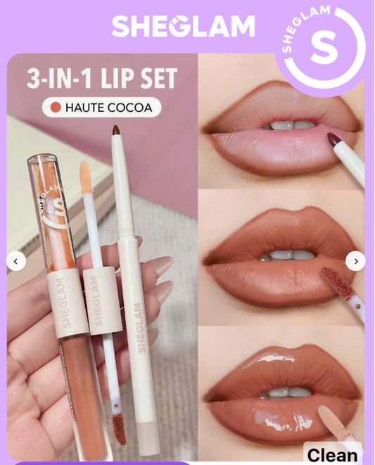 SHEGLAM Soft 90's Glam Lip Liner And Lip Duo Set-Haute Cocoa