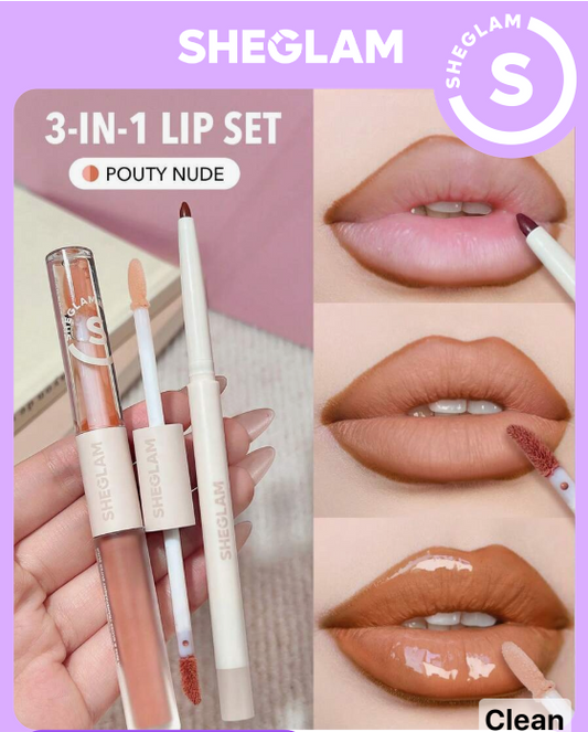 SHEGLAM Soft 90's Glam Lip Liner And Lip Duo Set-Pouty Nude