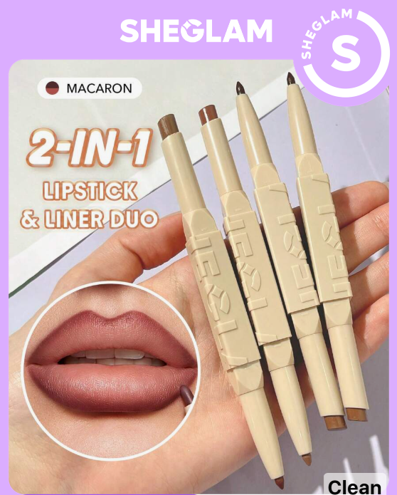 SHEGLAM Glam 101 Lipstick & Liner Duo - Macaron