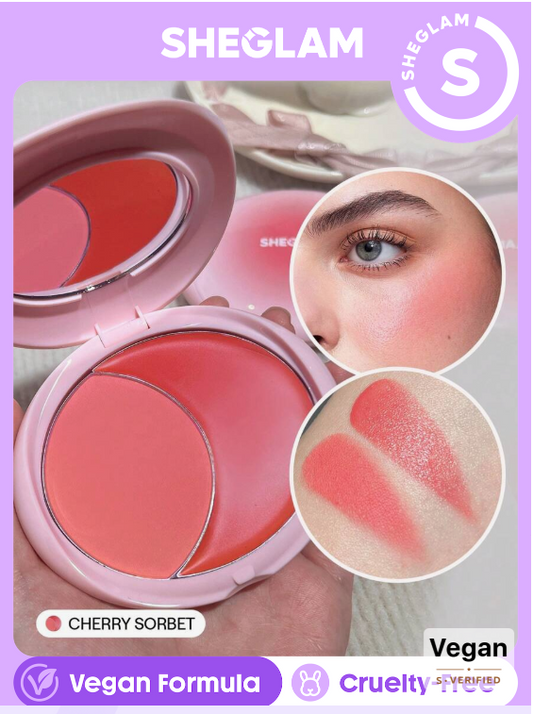SHEGLAM Cheek 2 Cheek Blush Duo-Cream Powder Blush-Cherry Sorbet