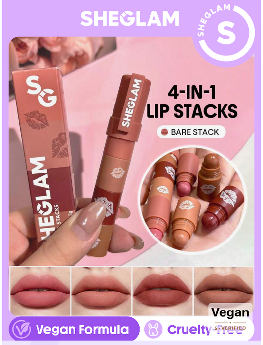 SHEGLAM Mega Lip Stacks-Nude-Bare Stack
