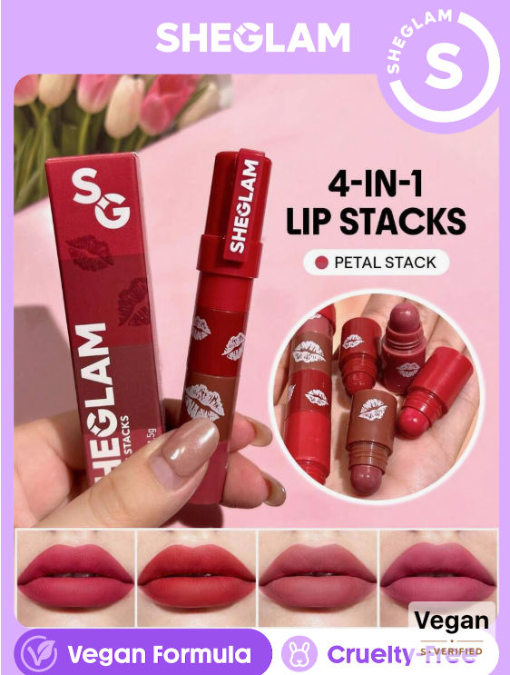 SHEGLAM Mega Lip Stacks-Pink-Petal Stack