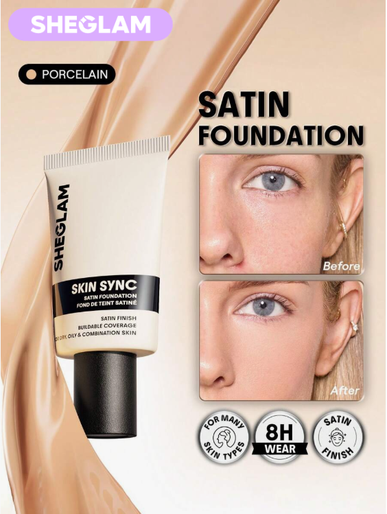 SHEGLAM Skin Sync Satin Foundation-Porcelain