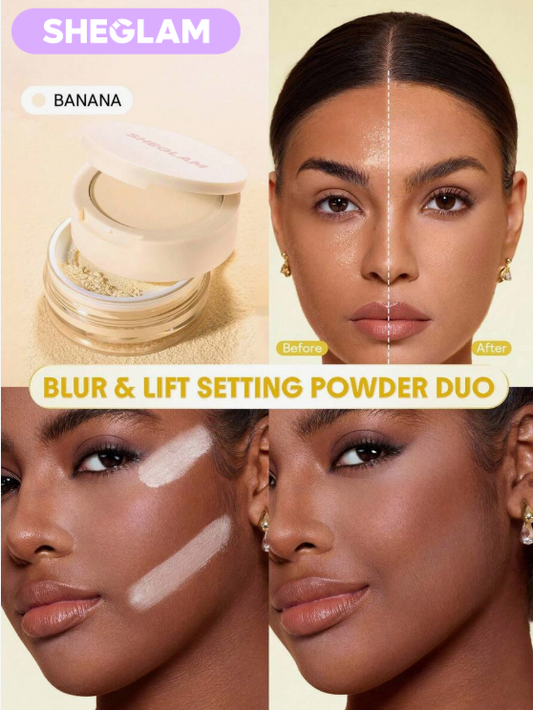 SHEGLAM Insta-Ready Ultra-Fine Blur & Lift Setting Powder Duo - Banana