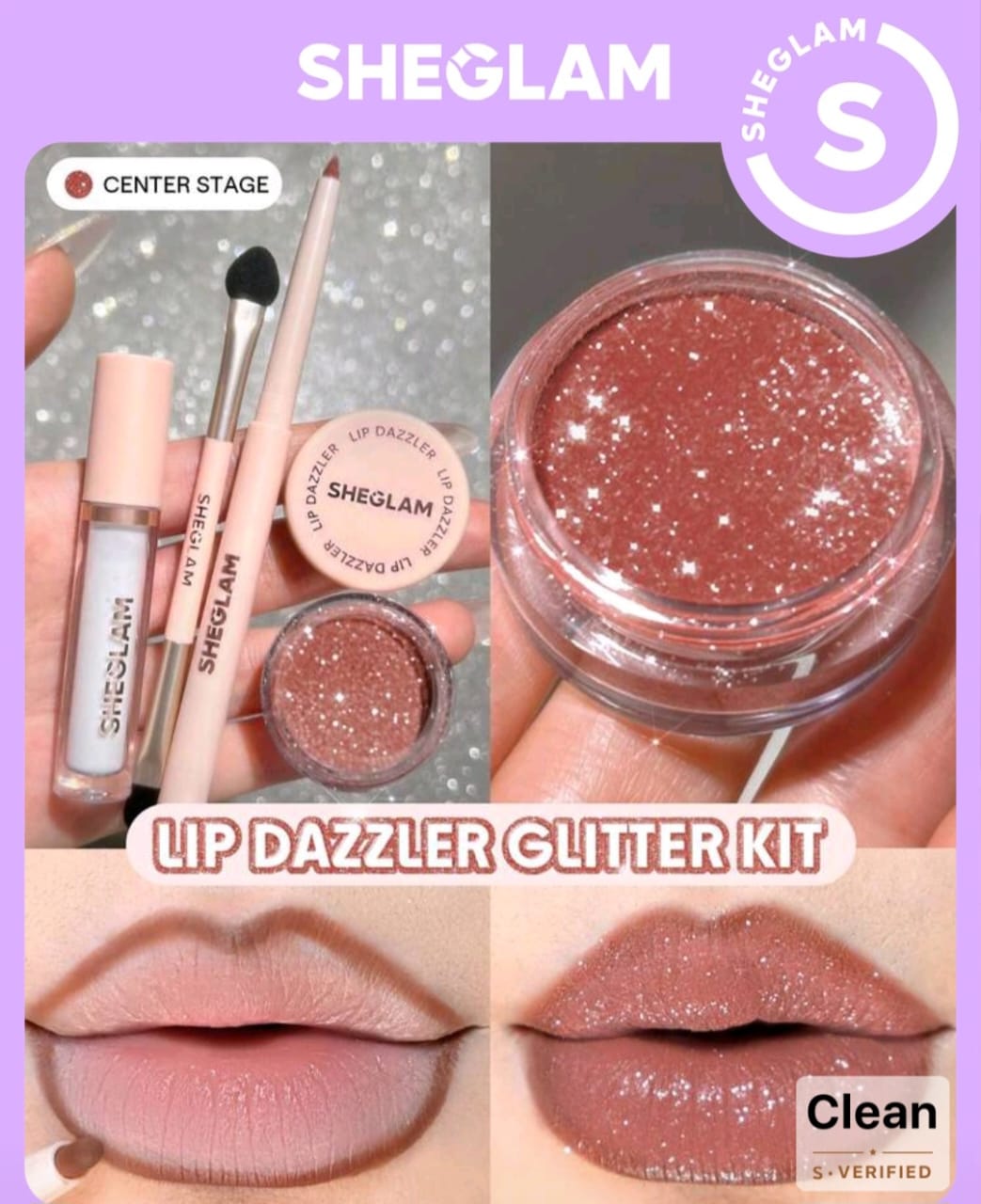 SHEGLAM Lip Dazzler Glitter Kit-Center Stage